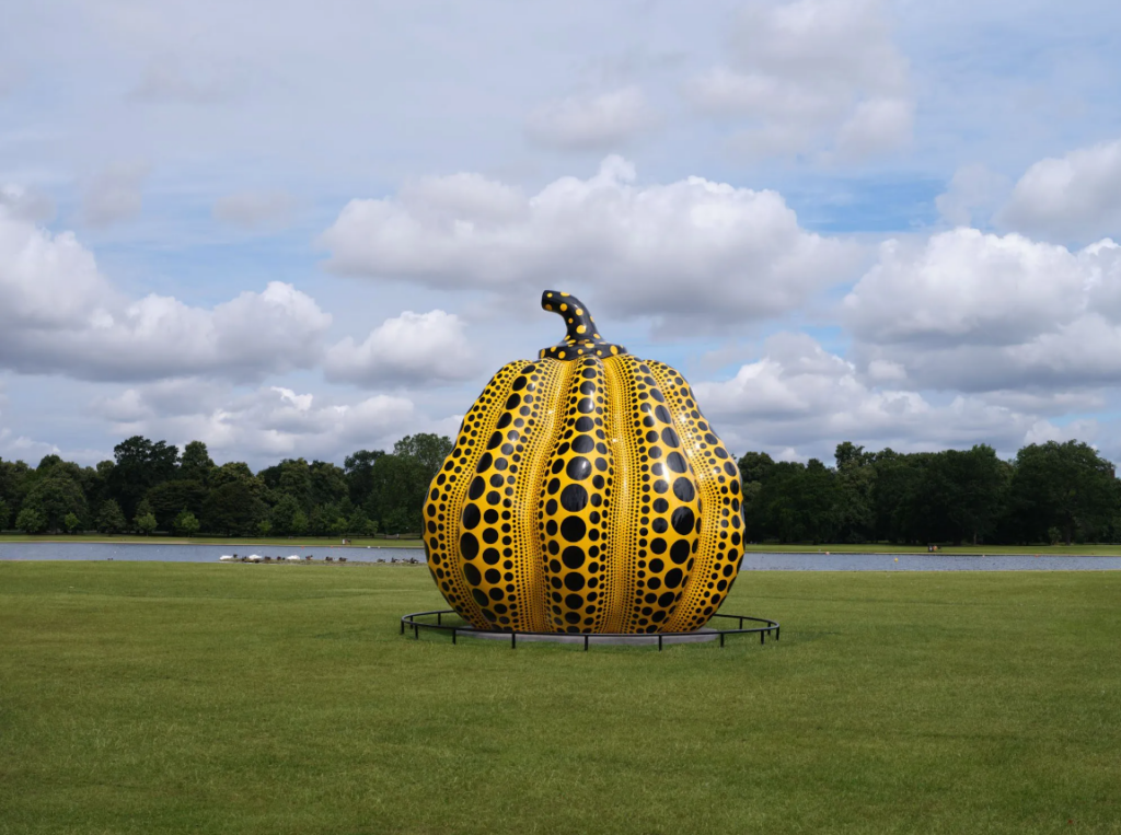 Yayoi Kusama's 'Pumpkin,' 2024 © YAYOI KUSAMACOURTESY OTA FINE ARTS, VICTORIA MIRO, AND DAVID ZWIRNER. PHOTO: GEORGE DARRELL.